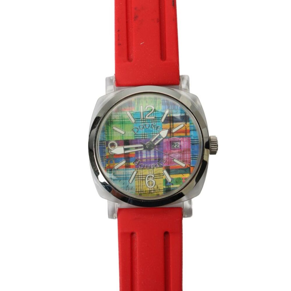 Dooney & Bourke Womens Vintage Stainless Steel Plaid Dial Quartz Watch 44mm
